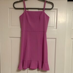 French Connection Pink Spaghetti Strap Dress with Ruffle Hem